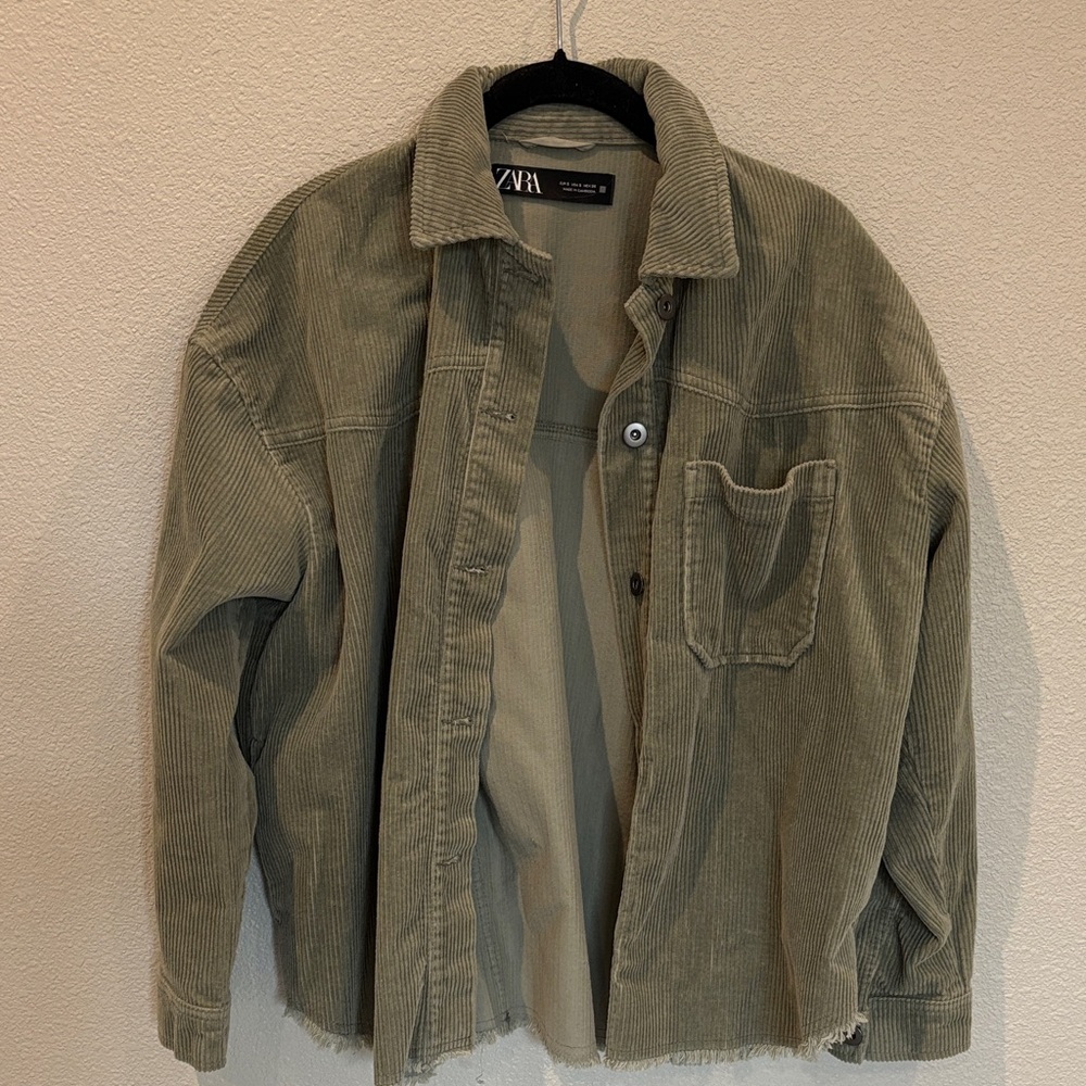 Zara Khaki Corduroy Shirt Jacket